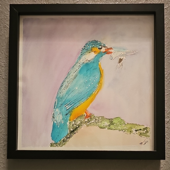 Blue and Yellow Kingfisher Art